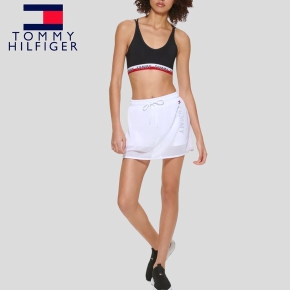 TOMMY HILFIGER Pull On Drawstring Waist Mesh Skort In White-XL/NWT - Picture 5 of 12